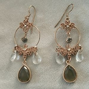 Goldtone and multicolored Stone Earrings